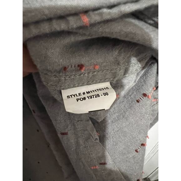 Prana Men Organic Cotton Printed Button Down Shirt Size 2XL Gray Short Sleeve - Picture 6 of 7